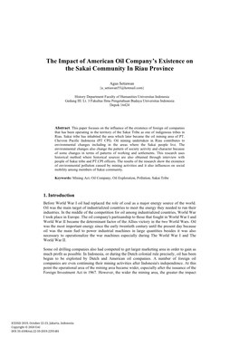 The Impact of American Oil Company's Existence on the Sakai