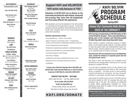 Program Schedule Kansas City Community Radio - Podcasts, Events & Streaming 24/7 at KKFI.ORG Spring 2021 (Subject to Change Without Notice)