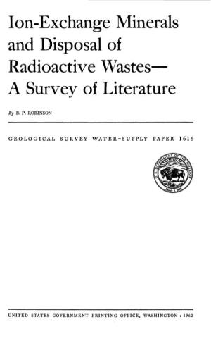 Ion-Exchange Minerals and Disposal of Radioactive Wastes a Survey of Literature