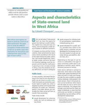 Aspects and Characteristics of State-Owned Land in West Africa 1 by Gérard Chouquer , January 2011