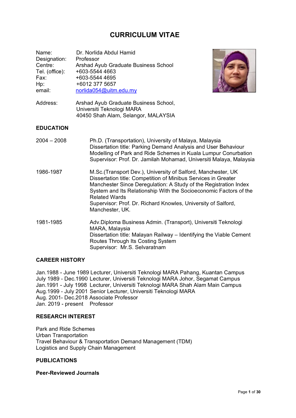 Curriculum Vitae (CV)