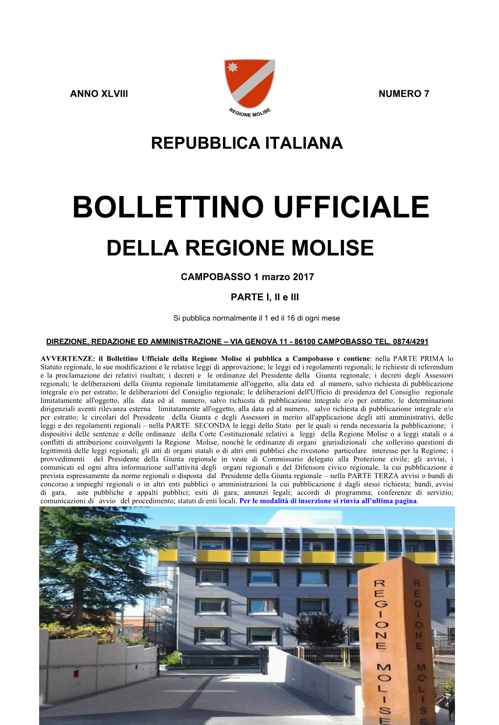 Bollettino Ufficiale Della Regione Molise