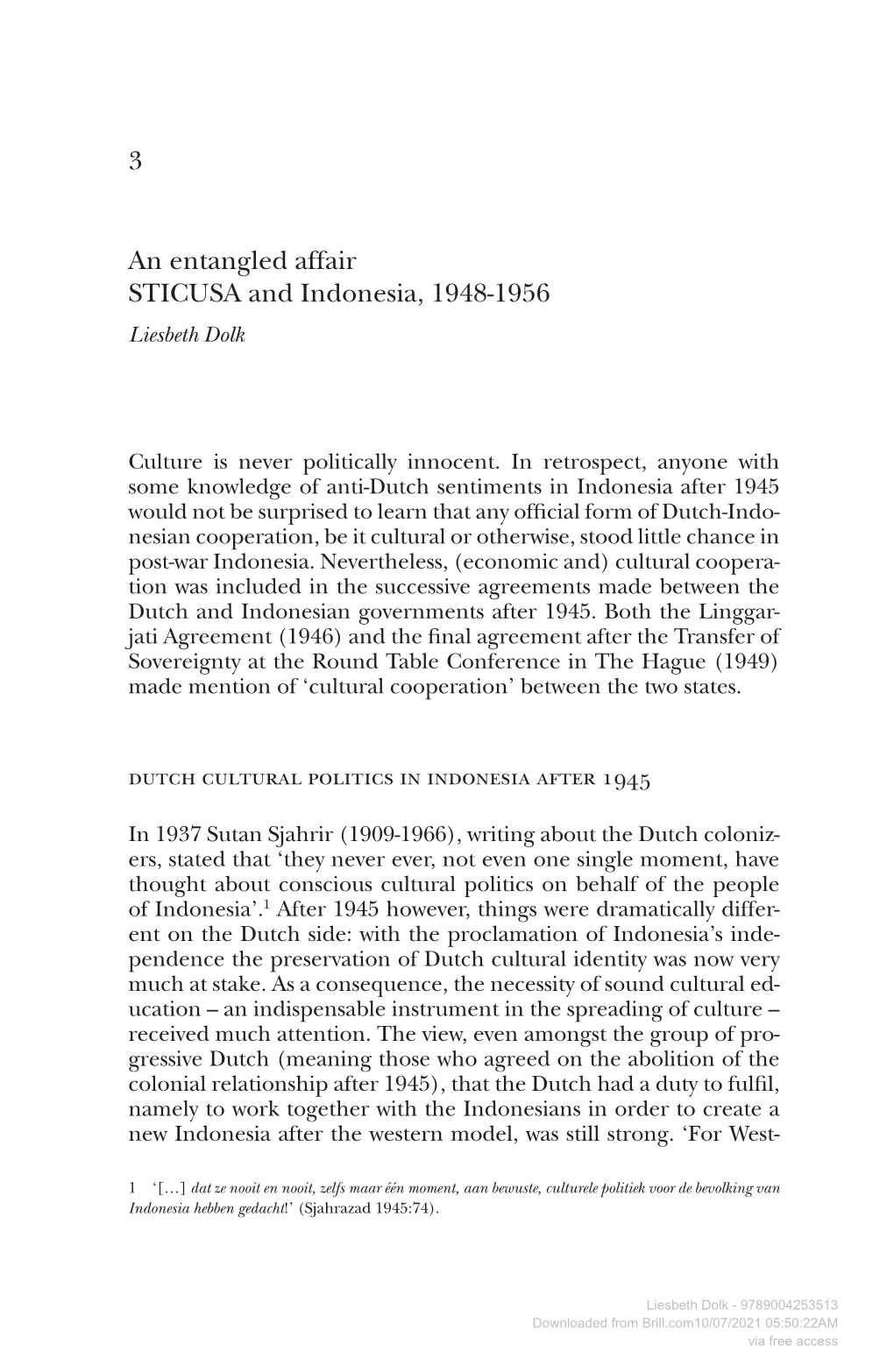 3 an Entangled Affair STICUSA and Indonesia, 1948-1956