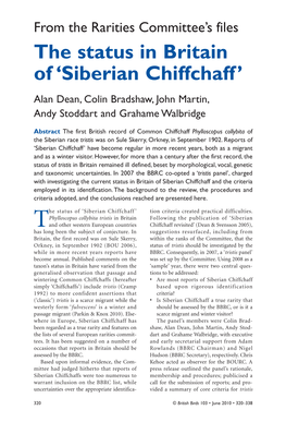Siberian Chiffchaff’ Alan Dean, Colin Bradshaw, John Martin, Andy Stoddart and Grahame Walbridge