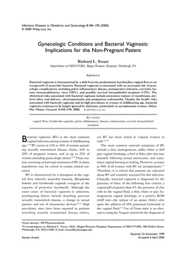 Gynecologic Conditions and Bacterial Vaginosis: Implications for the Non-Pregnant Patient