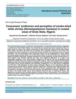 Consumers' Preference and Perception of Smoke-Dried White