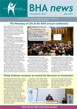 Philip Pullman Receives an Award for Services to Humanism The