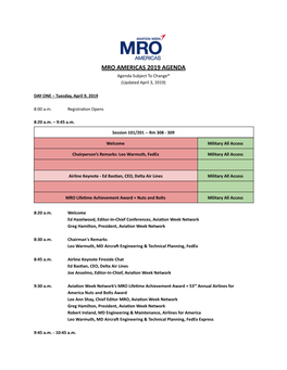 MRO Americas 2019 Agenda - Google Docs