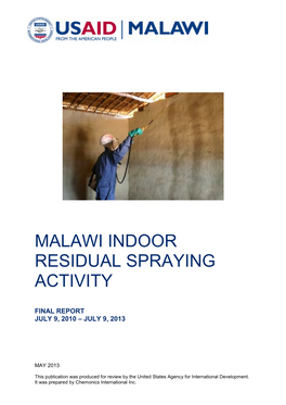 Malawi Indoor Residual Spraying Activity