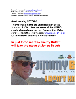 In Just Three Months Jimmy Buffett Will Take the Stage at Jones Beach