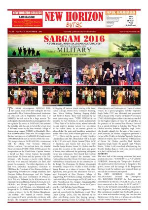 SARGAM 2016 a STATE LEVEL INTER COLLEGIATE CULTURAL FEST 10Th & 11Th of September 2016 E M E Msaluting I LI the TARY Real Heroes