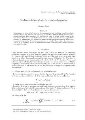 Combinatorial Complexity in O-Minimal Geometry