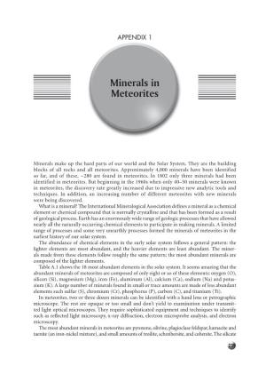 Minerals in Meteorites