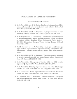 Publications of Vladimir Voevodsky