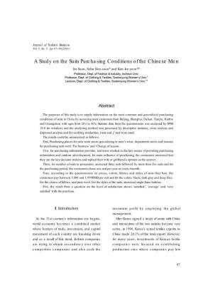 A Study on the Suits Purchasing Conditions of the Chinese Men