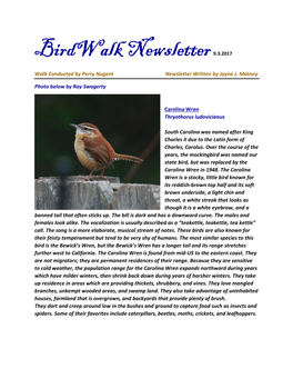 Birdwalk Newsletter9.3.2017