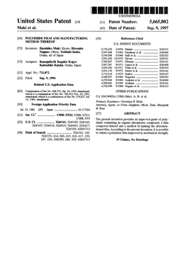 United States Patent 19 11 Patent Number: 5,665,802 Maki Et Al