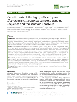 Genetic Basis of the Highly Efficient Yeast Kluyveromyces Marxianus