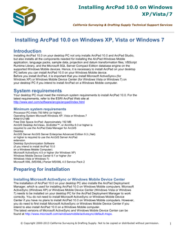 Installing Arcpad 10.0 on Windows XP, Vista Or Windows 7