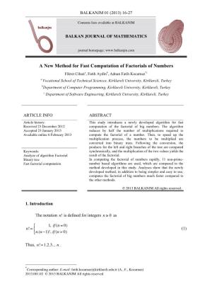 2013.001.02-A New Method for Fast Computation of Factorials of Numbers