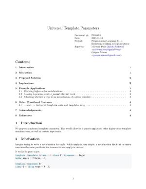 Universal Template Parameters