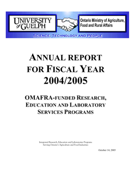Annual Report for Fiscal Year 2004/2005