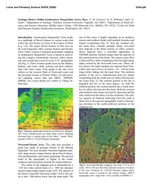 Geologic History Within Southeastern Margaritifer Terra, Mars , C. M. Fortezzo1, K. K. Williams2, and J. A. Grant3, 1Department