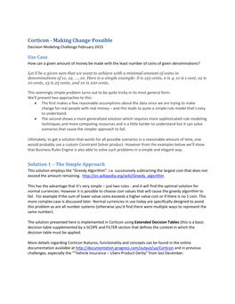 Corticon - Making Change Possible Decision Modeling Challenge February 2015