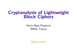 Cryptanalysis of Lightweight Block Ciphers
