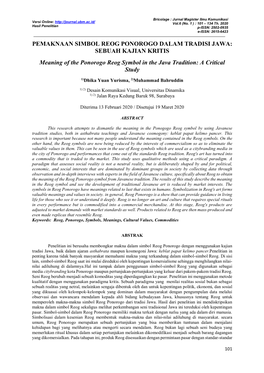 PEMAKNAAN SIMBOL REOG PONOROGO DALAM TRADISI JAWA: SEBUAH KAJIAN KRITIS Meaning of the Ponorogo Reog Symbol in the Java Tradition: a Critical Study