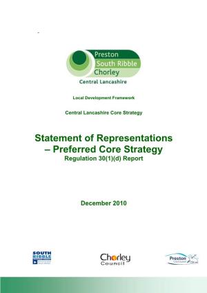Statement of Representations – Preferred Core Strategy Regulation 30(1)(D) Report