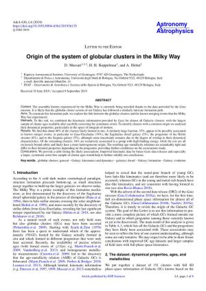 Origin of the System of Globular Clusters in the Milky Way D