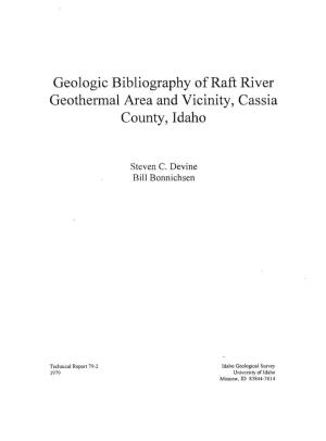 Geologic Bibliography of Raft River Geothermal Area and Vicinity, Cassia County, Idaho