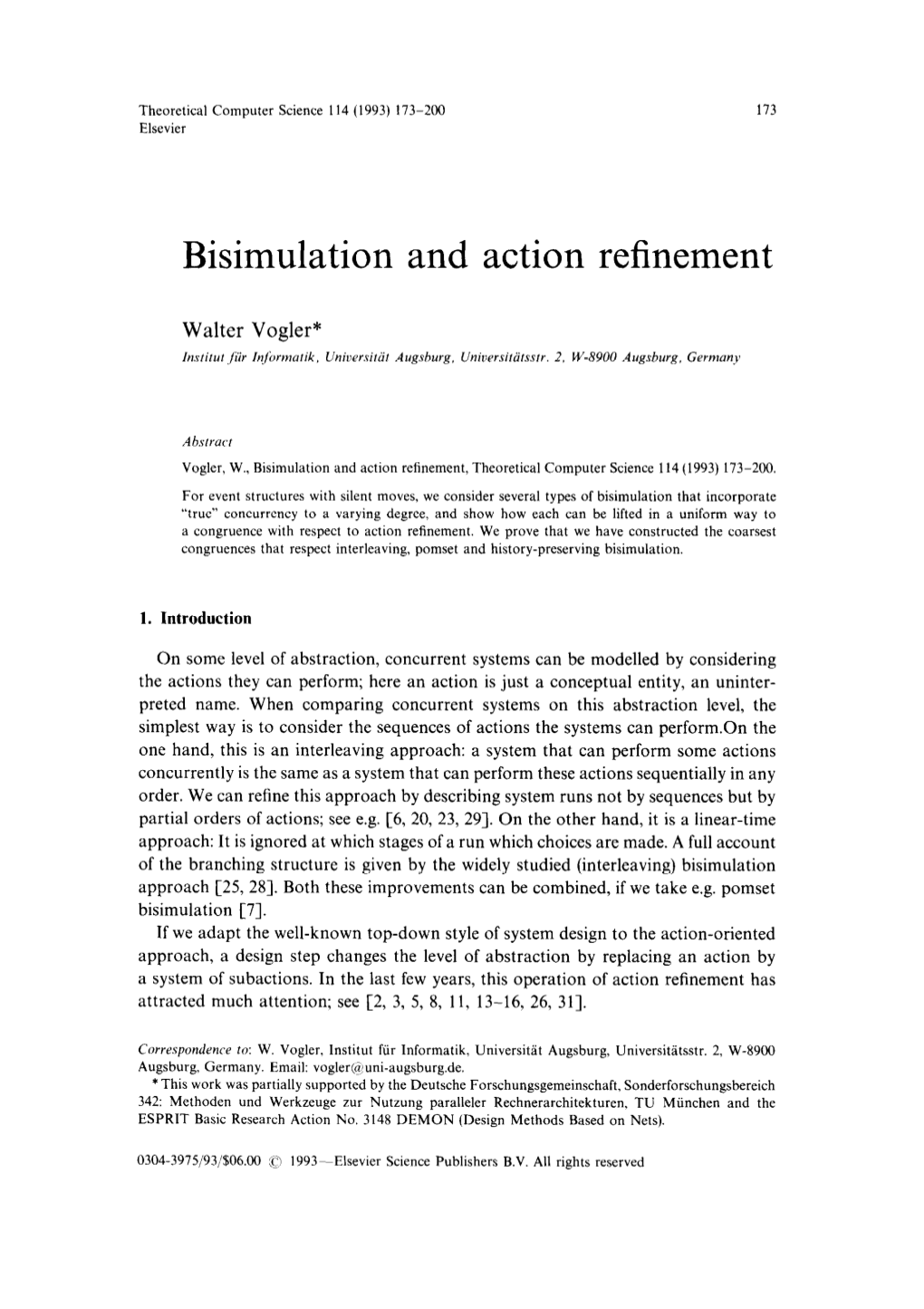 Bisimulation and Action Refinement