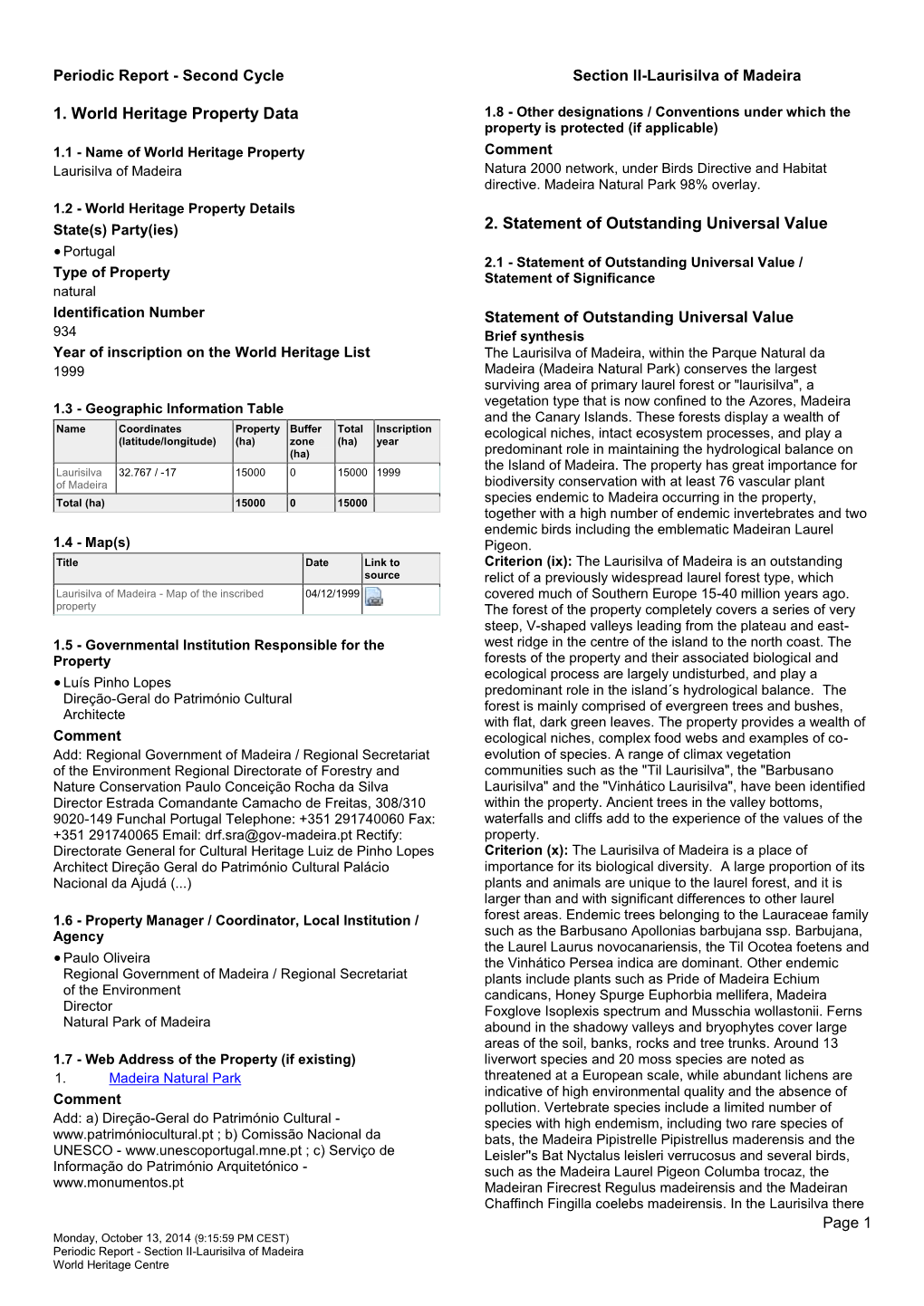 Periodic Reporting Cycle 2, Section II