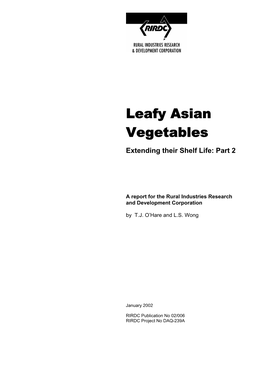 Leafy Asian Vegetables Extending Their Shelf Life: Part 2