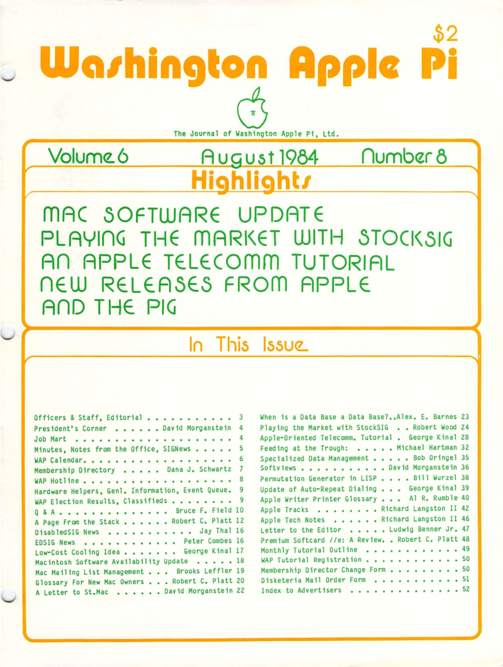 Washington Apple Pi Journal, August 1984