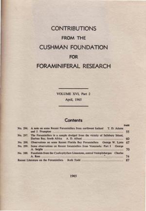 Contributions Cushman Foundation Foraminiferal
