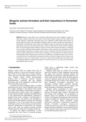 Biogenic Amines Formation and Their Importance in Fermented Foods