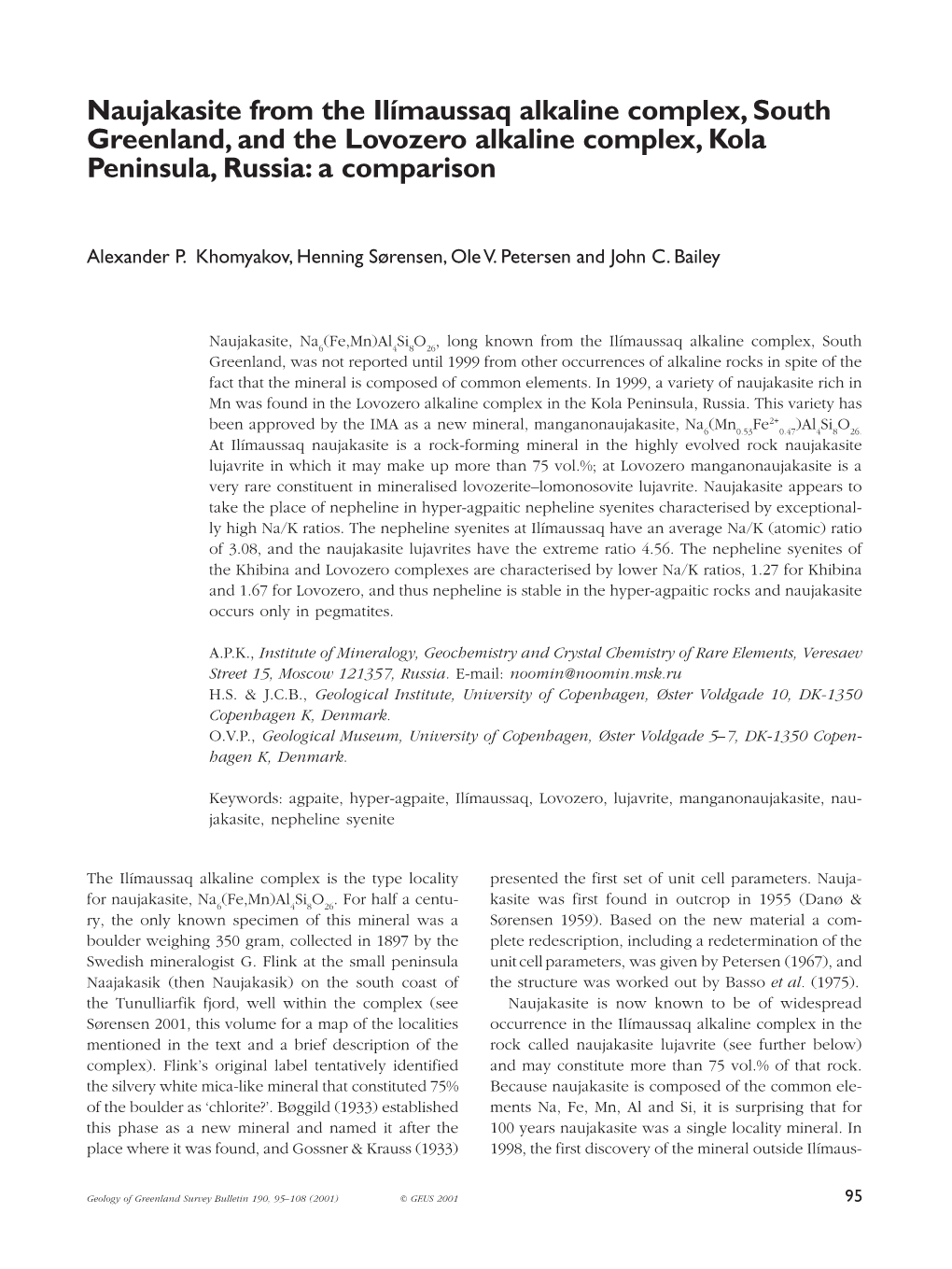 Geology of Greenland Survey Bulletin 190, 95-108