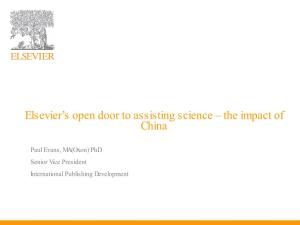 Elsevier’S Open Door to Assisting Science – the Impact of China