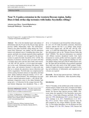 Near N–S Paleo-Extension in the Western Deccan Region, India: Does It Link Strike-Slip Tectonics with India–Seychelles Rifting?