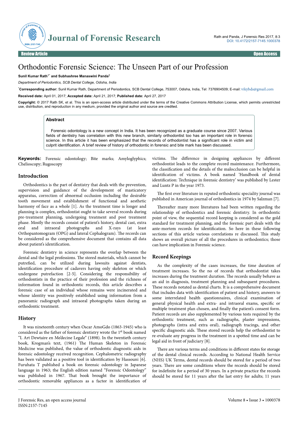 Orthodontic Forensic Science