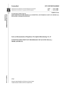 Consensus Document on the Biology of Glycine Max (L.) Merr