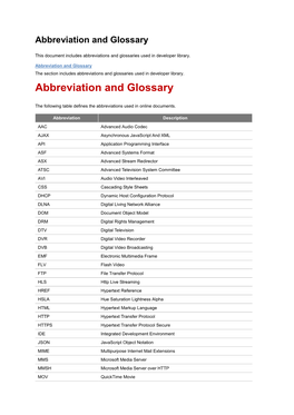 Abbreviation and Glossary
