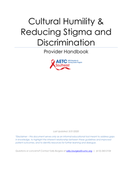 Cultural Humility & Reducing Stigma and Discrimination
