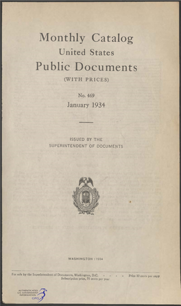 Monthly Catalog, United States Public Documents, January 1934