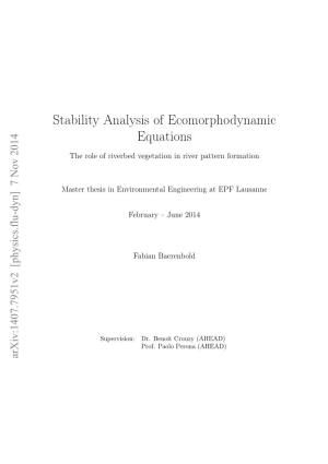 Stability Analysis of Ecomorphodynamic Equations