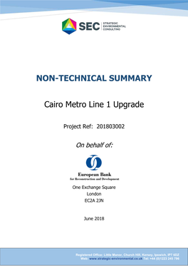 Non-Technical Summary Cairo Metro Line 1 Upgrade