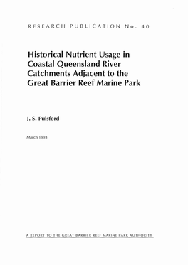 Historical Nutrient Usage in Coastal Queensland River Catchments Adjacent to the Great Barrier Reef Marine Park